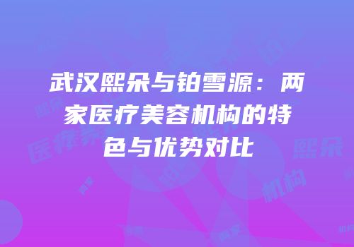武汉熙朵与铂雪源：两家医疗美容机构的特色与优势对比