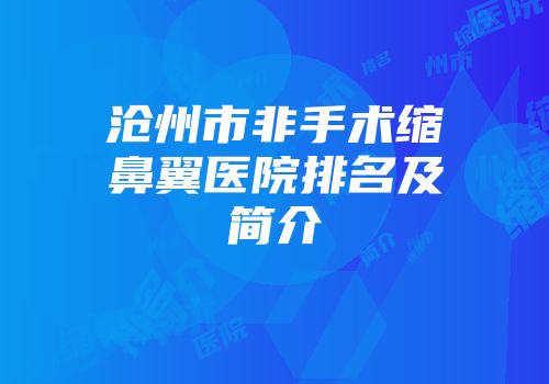 沧州市非手术缩鼻翼医院排名及简介