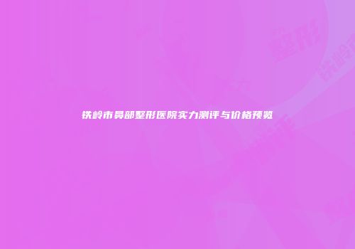 铁岭市鼻部整形医院实力测评与价格预览