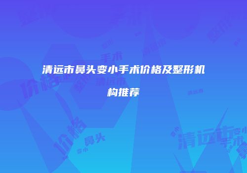清远市鼻头变小手术价格及整形机构推荐