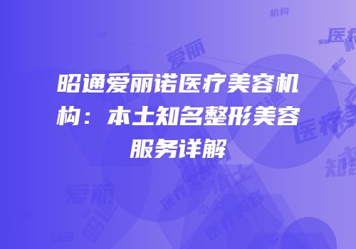 昭通爱丽诺医疗美容机构：本土知名整形美容服务详解