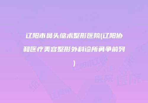 辽阳市鼻头缩术整形医院(辽阳协和医疗美容整形外科诊所勇争前列)
