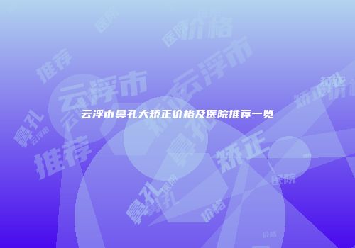 云浮市鼻孔大矫正价格及医院推荐一览