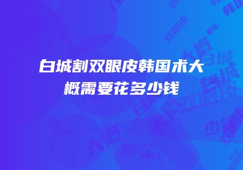 白城割双眼皮韩国术大概需要花多少钱