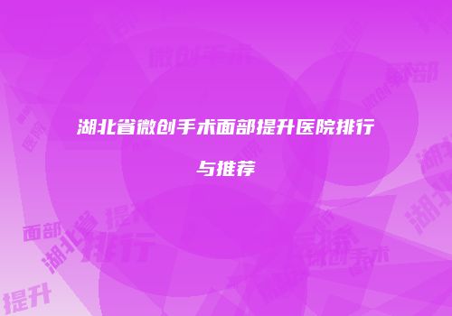 湖北省微创手术面部提升医院排行与推荐