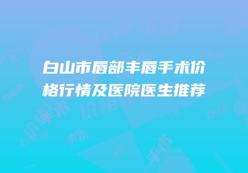 白山市唇部丰唇手术价格行情及医院医生推荐