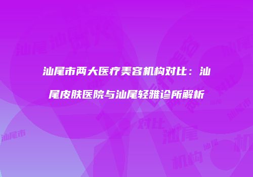 汕尾市两大医疗美容机构对比：汕尾皮肤医院与汕尾轻雅诊所解析