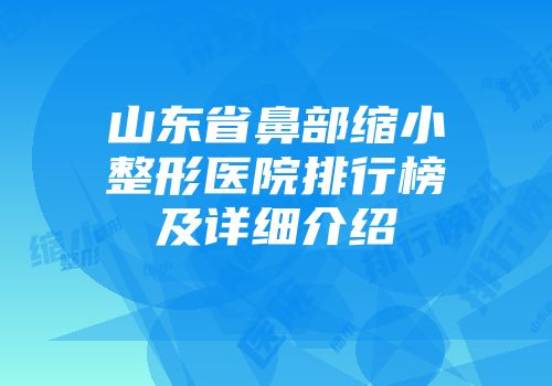 山东省鼻部缩小整形医院排行榜及详细介绍