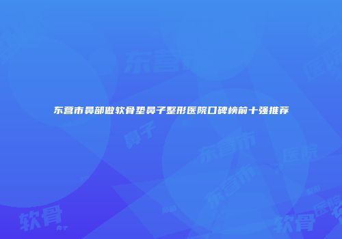 东营市鼻部做软骨垫鼻子整形医院口碑榜前十强推荐