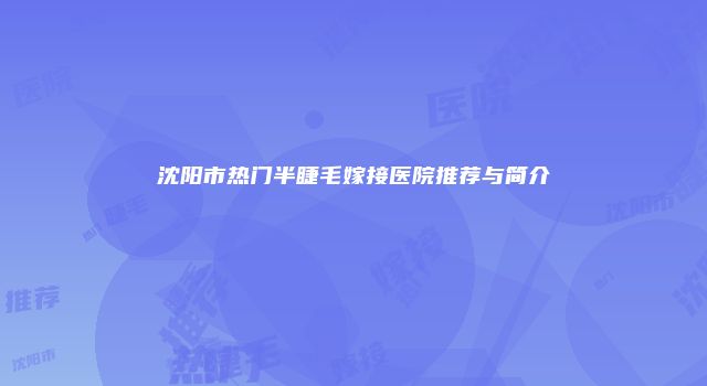 沈阳市热门半睫毛嫁接医院推荐与简介