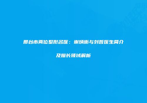 邢台市两位整形名医：谢炳衡与刘哲医生简介及擅长领域解析