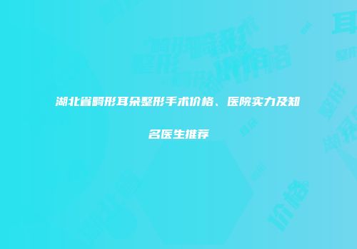 湖北省畸形耳朵整形手术价格、医院实力及知名医生推荐