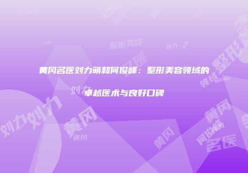 黄冈名医刘力萌和何俊峰：整形美容领域的卓越医术与良好口碑