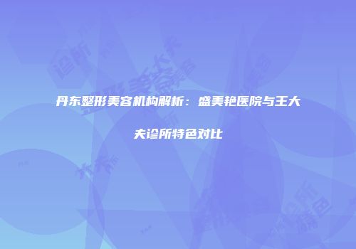丹东整形美容机构解析：盛美艳医院与王大夫诊所特色对比
