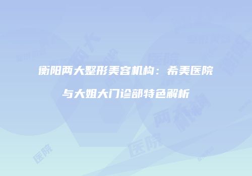 衡阳两大整形美容机构：希美医院与大姐大门诊部特色解析