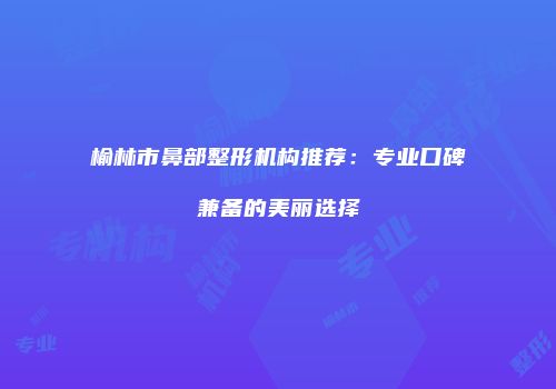 榆林市鼻部整形机构推荐：专业口碑兼备的美丽选择