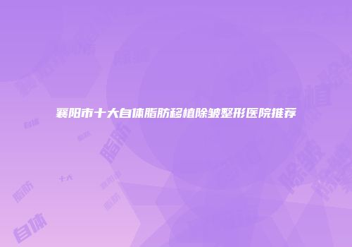 襄阳市十大自体脂肪移植除皱整形医院推荐