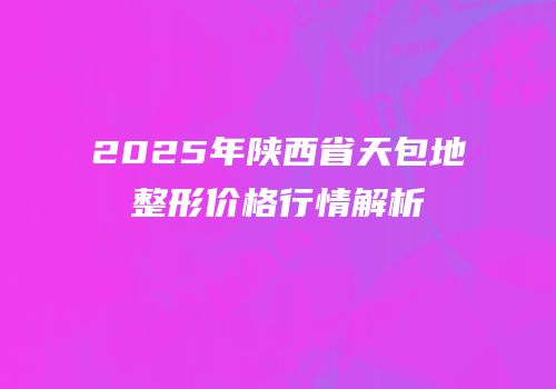 2025年陕西省天包地整形价格行情解析