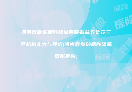 海南省做玻尿酸隆鼻医院看前五公立三甲机构实力与评价(海南省做玻尿酸隆鼻整形医院)