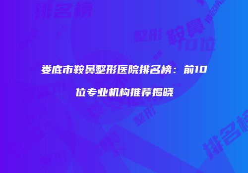 娄底市鞍鼻整形医院排名榜：前10位专业机构推荐揭晓