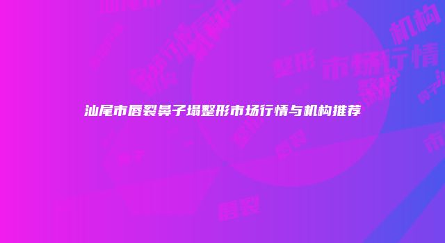 汕尾市唇裂鼻子塌整形市场行情与机构推荐