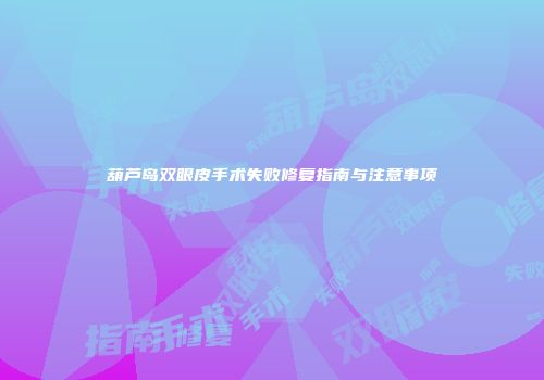 葫芦岛双眼皮手术失败修复指南与注意事项