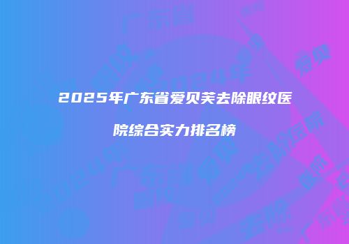 2025年广东省爱贝芙去除眼纹医院综合实力排名榜