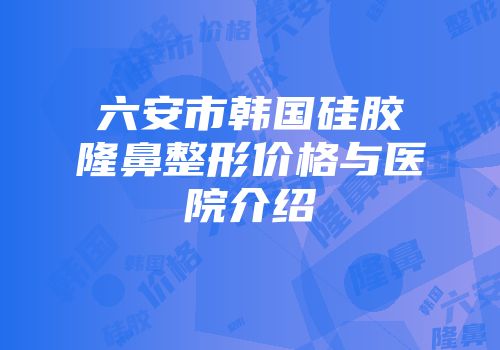 六安市韩国硅胶隆鼻整形价格与医院介绍