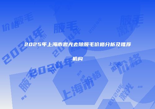 2025年上海市激光去除腋毛价格分析及推荐机构