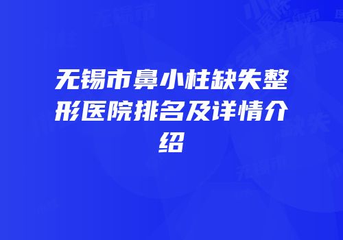 无锡市鼻小柱缺失整形医院排名及详情介绍