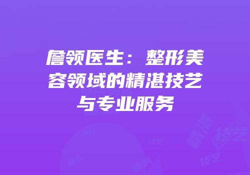 詹领医生：整形美容领域的精湛技艺与专业服务
