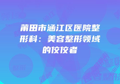 莆田市涵江区医院整形科：美容整形领域的佼佼者