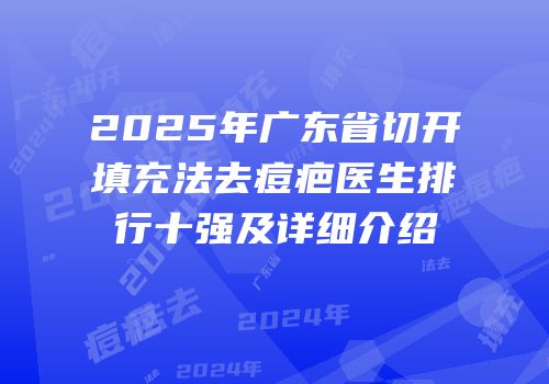2025年广东省切开填充法去痘疤医生排行十强及详细介绍