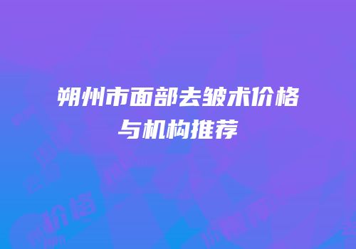 朔州市面部去皱术价格与机构推荐