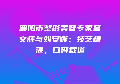 襄阳市整形美容专家夏文辉与刘安娜：技艺精湛，口碑载道