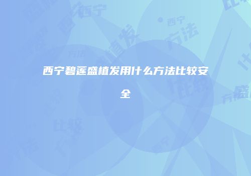 西宁碧莲盛植发用什么方法比较安全