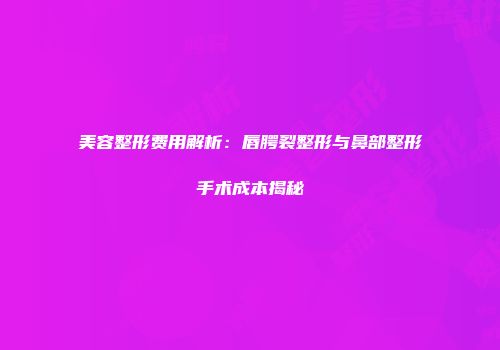 美容整形费用解析：唇腭裂整形与鼻部整形手术成本揭秘