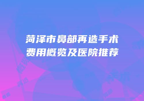 菏泽市鼻部再造手术费用概览及医院推荐