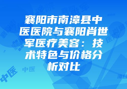 襄阳市南漳县中医医院与襄阳肖世军医疗美容：技术特色与价格分析对比