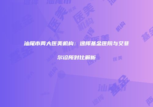 汕尾市两大医美机构：逸挥基金医院与艾菲尔诊所对比解析