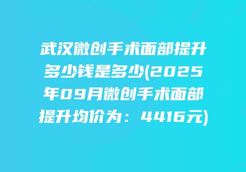 武汉微创手术面部提升多少钱是多少(2025年09月微创手术面部提升均价为：4416元)