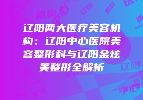 辽阳两大医疗美容机构：辽阳中心医院美容整形科与辽阳金炫美整形全解析