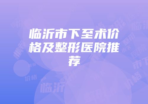 临沂市下至术价格及整形医院推荐