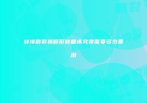 蚌埠唇裂鼻畸形修复术究竟需要多少费用
