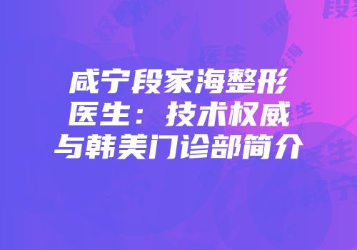 咸宁段家海整形医生：技术权威与韩美门诊部简介