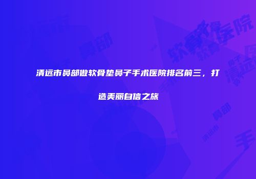 清远市鼻部做软骨垫鼻子手术医院排名前三，打造美丽自信之旅