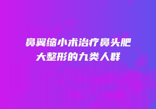 鼻翼缩小术治疗鼻头肥大整形的九类人群