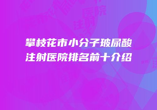 攀枝花市小分子玻尿酸注射医院排名前十介绍