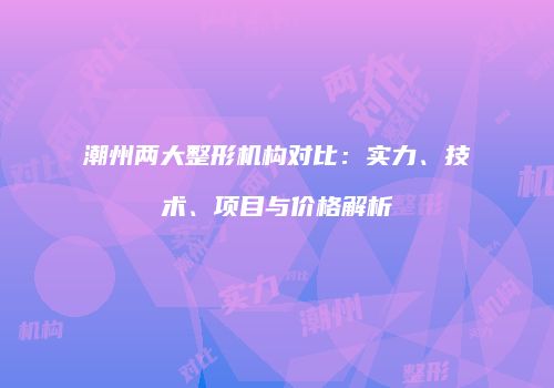 潮州两大整形机构对比：实力、技术、项目与价格解析