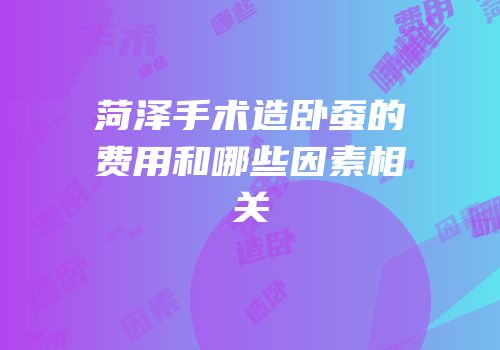 菏泽手术造卧蚕的费用和哪些因素相关